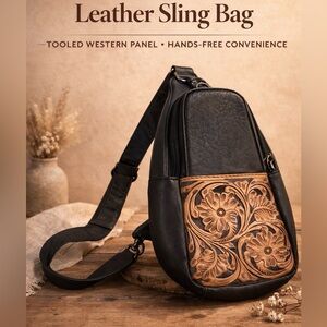 American Darling Black and Brown Leather Crossbody Bag